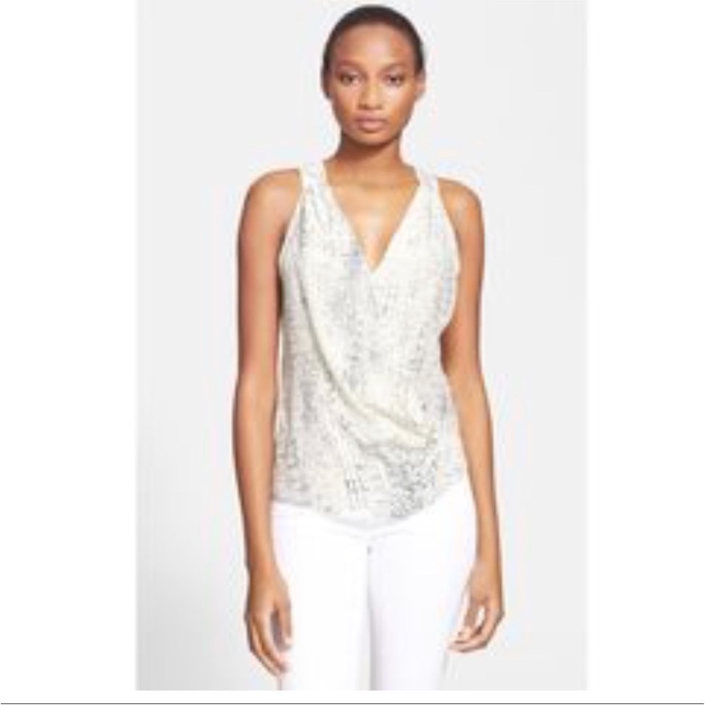 • Ramy Brook • Women’s Snakeskin Print Silk sleeveless Blouse White and Blue
